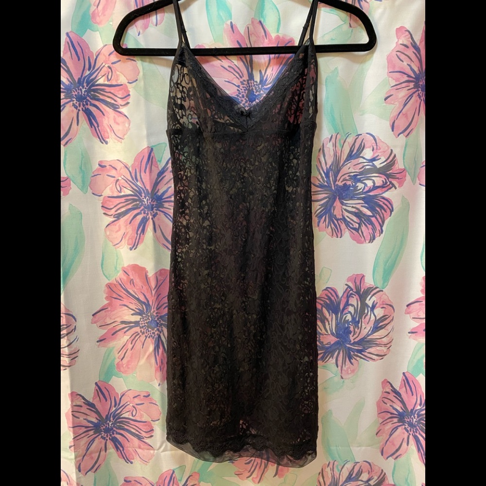 🆕 NWT!! VS Lingerie — Black Lace Slip Dress